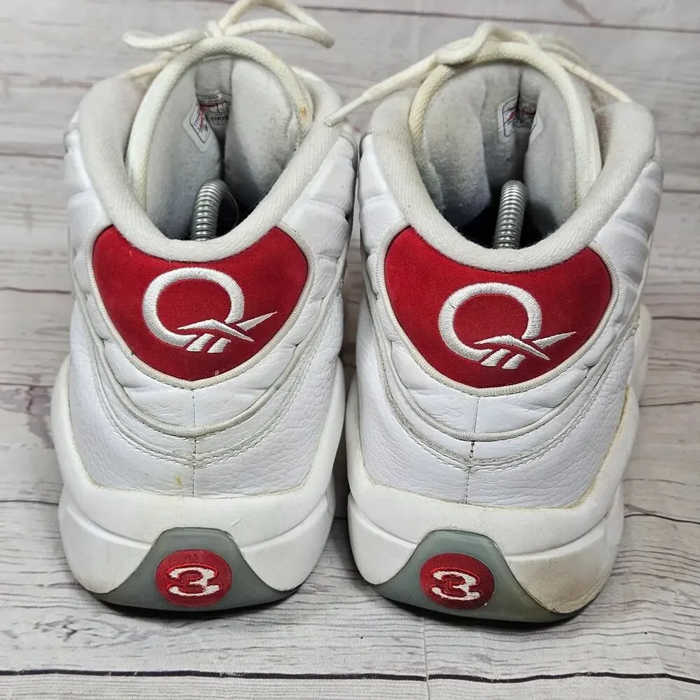 *FOR REPAIR*SOLE PEELING* Reebok Question Mid Men's White Red Leather US 11.5